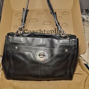COACH Penelope Black Pebbled Leather Carryall (Model #F16531